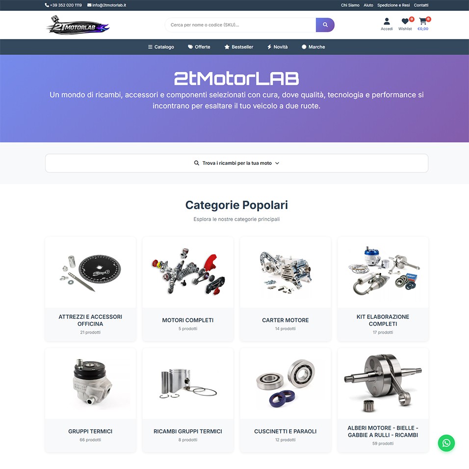 2tMotorLAB - E-commerce ricambi moto e scooter